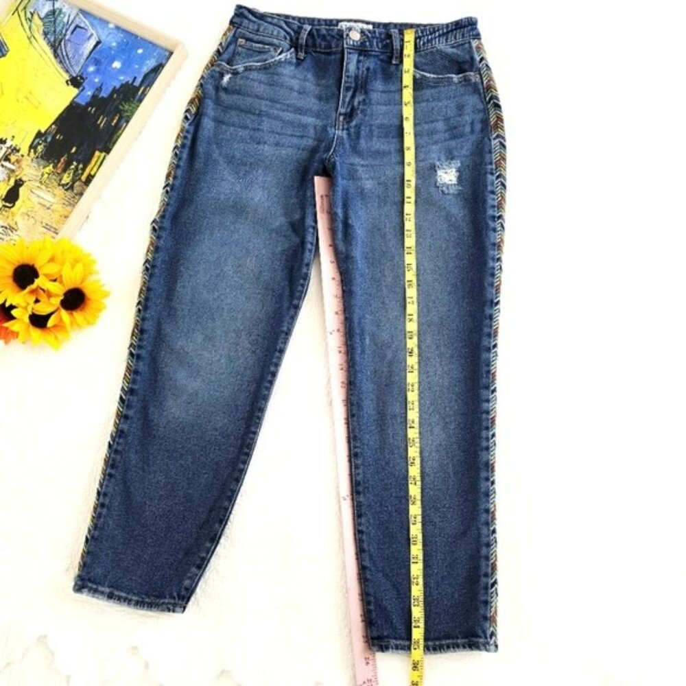 Knox Rose Women's Boyfriend Barrel Jeans Size 10 Blue Denim Rainbow Embroidered - Picture 6 of 12